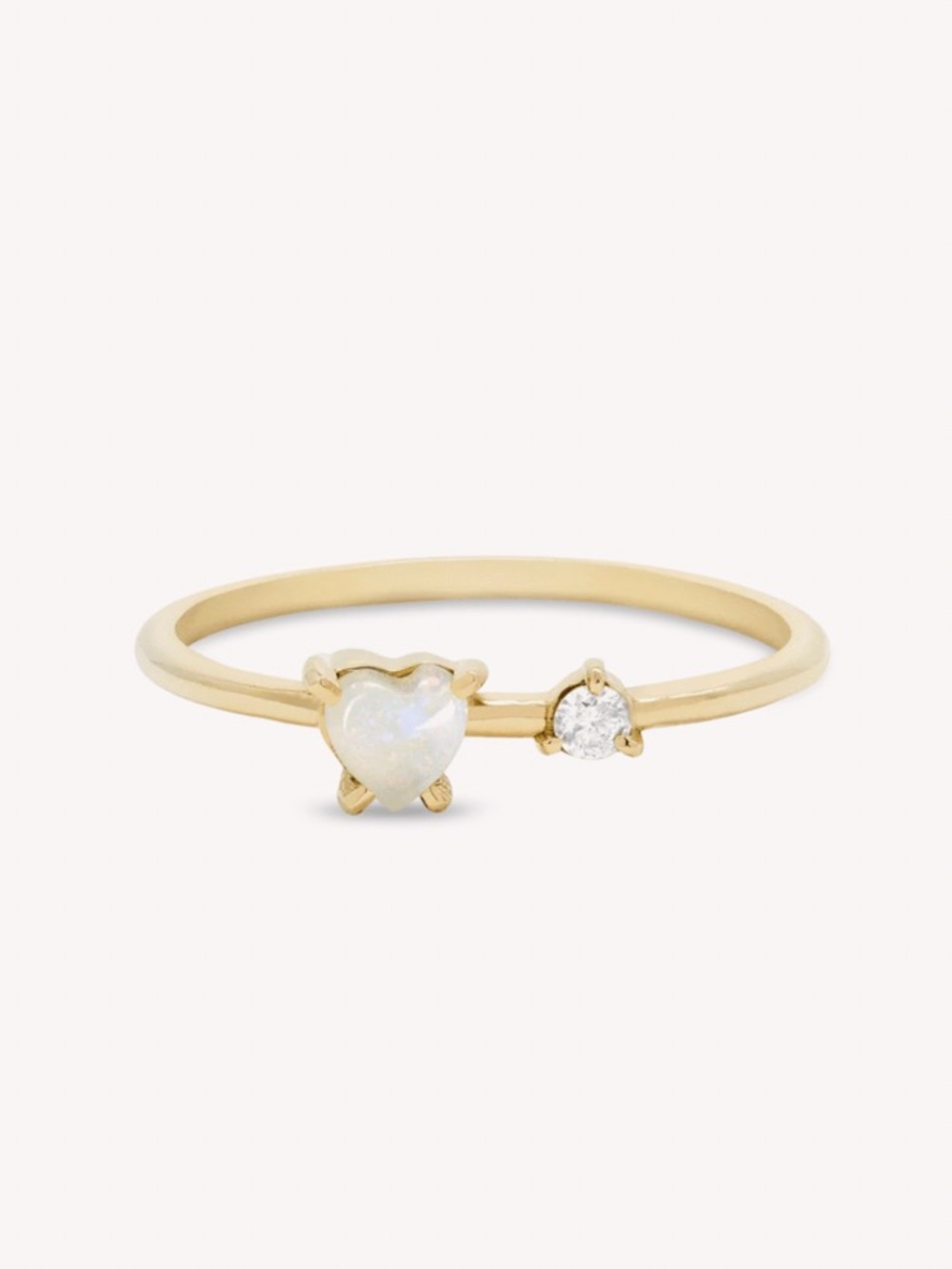 Stone and strand White Opal Love Ring - Gold size 5